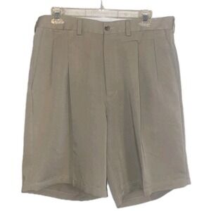 Ping Shorts Men's 34 Beige Pleated Chino Casual Golf Golfer Performance Athletic